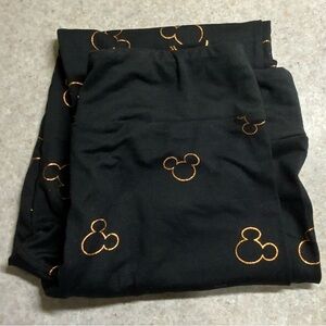 Disney Black Leggings with Orange Mickey Pattern
